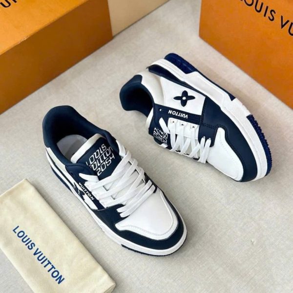 Giày Thể Thao Louis Vuitton LV Trainer 2054 Trắng Navy – Phiên Bản Thời Thượng Cao Cấp