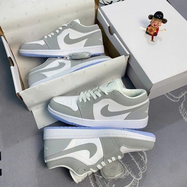Giày Jordan 1 Low Grey White – Xám Trắng Đế Ice