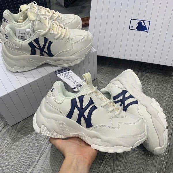 Giày MLB Big Ball Chunky NY Yankees Màu Kem Xanh Navy