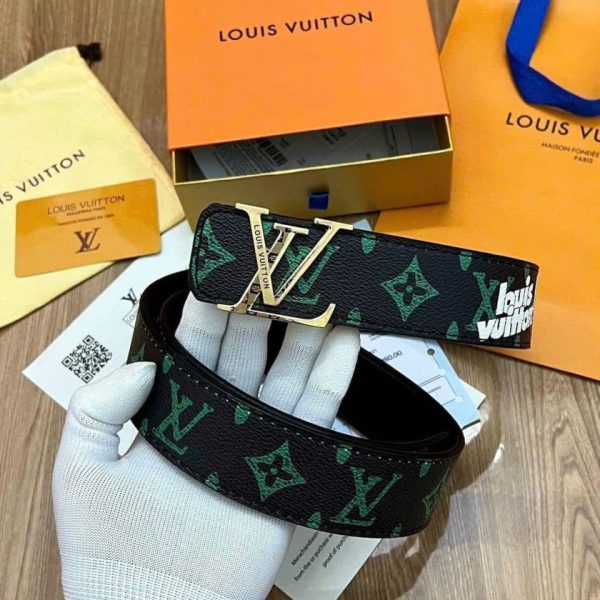 Thắt Lưng Louis Vuitton Monogram Xanh Black Green Unisex – Khóa LV Kim Loại Cao Cấp