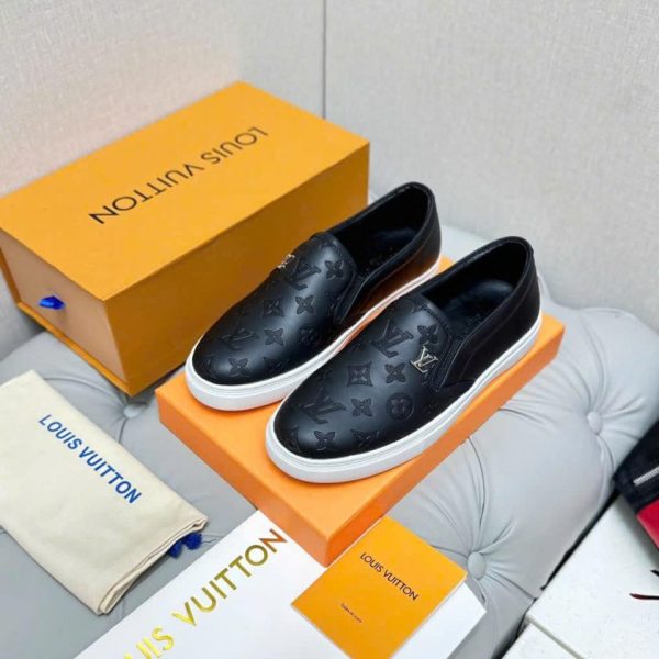 Giày Slip-on Louis Vuitton Monogram Leather Black