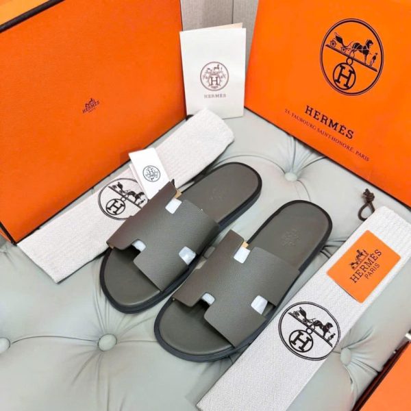 Dép Hermes Nam Da Thật Oran Sandal Màu Xám – Hàng Hiệu Cao Cấp
