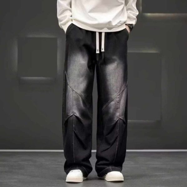 Quần Jogger Ống Rộng Nam Chất Jean Wash Form Rộng Streetwear