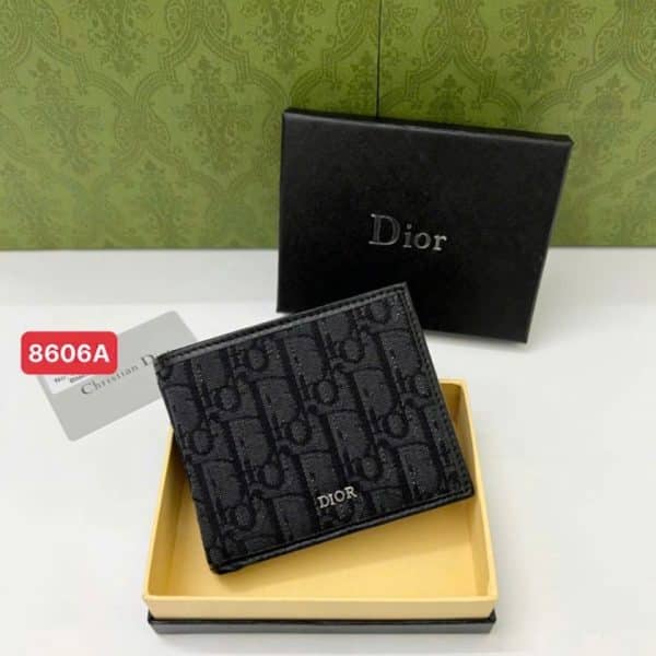 Ví nam Dior cao cấp họa tiết Oblique đen .