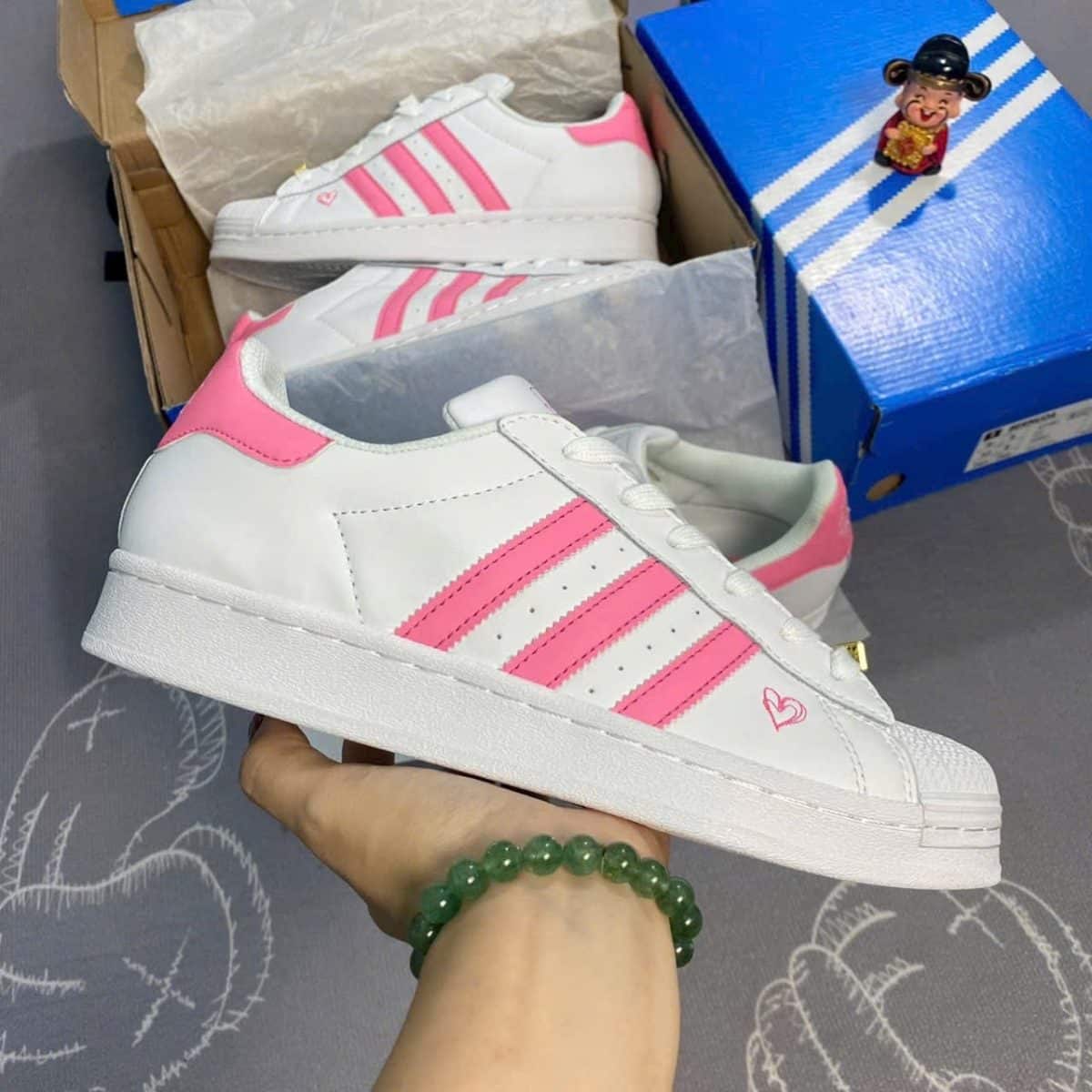 Giày Adidas Superstar Trắng Phối Hồng – Sneaker Nữ Dễ Thương, Phong Cách Trẻ Trung - Ảnh 1